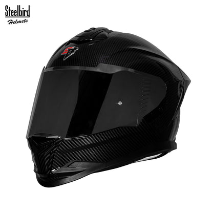 Steelbird SBH-57 Fighter F11 ISI and DOT Certified Full Face Helmet for Men Motorbike Helmet  (Glossy Black)