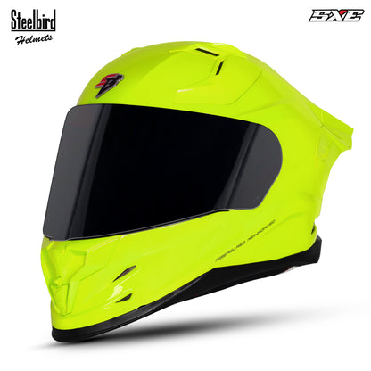 Steelbird SBH-61 SXE ISI and Dot Certified Full Face Helmet for Men with Inner Silver Sunshield . Clear With Smoke Visor.