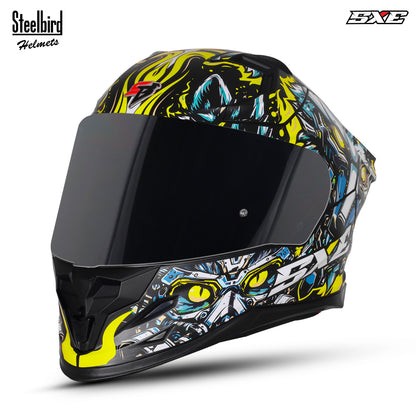 Steelbird SBH-61 SXE X1 Pinlock ISI and Dot Certified Full Face Helmet for Men with Inner Silver Sunshield .Anti Fog Visor.