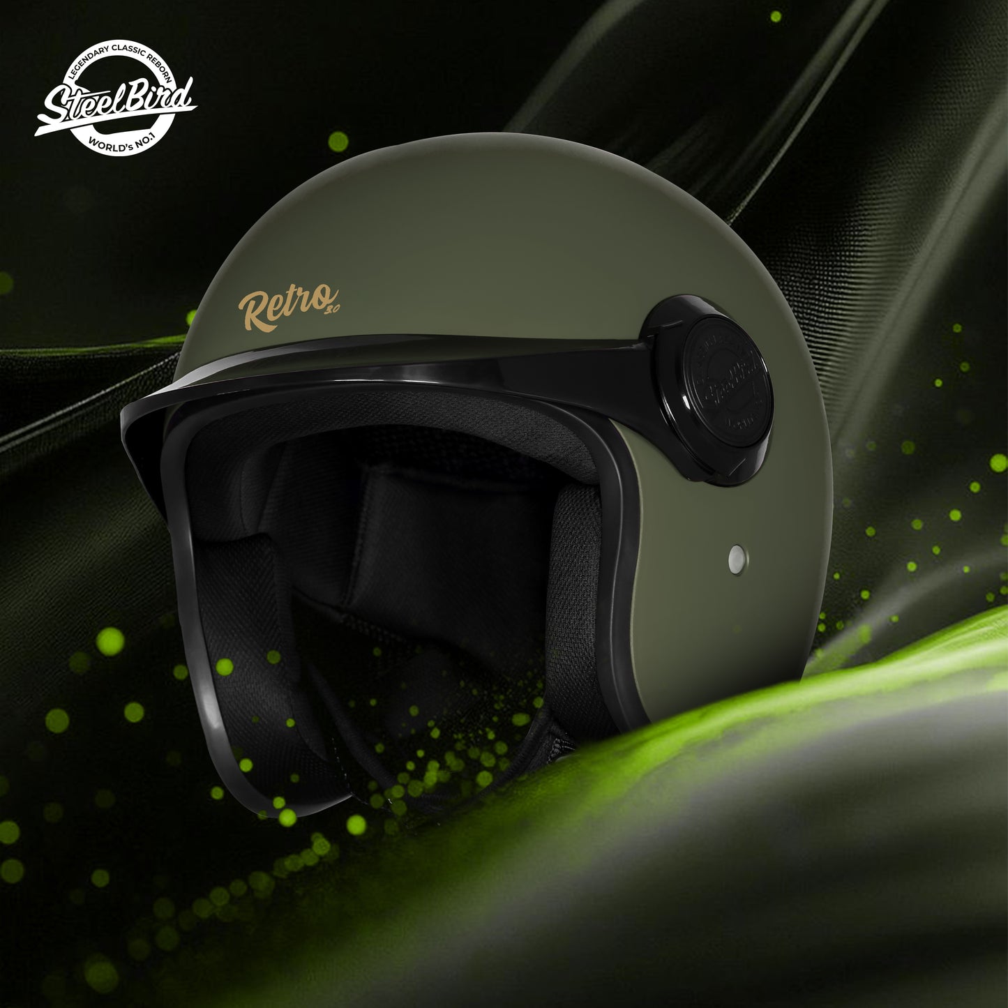Steelbird SBH 65 Retro 3.0 DOT and ISI Certified Open Face Helmet for Men and Women .