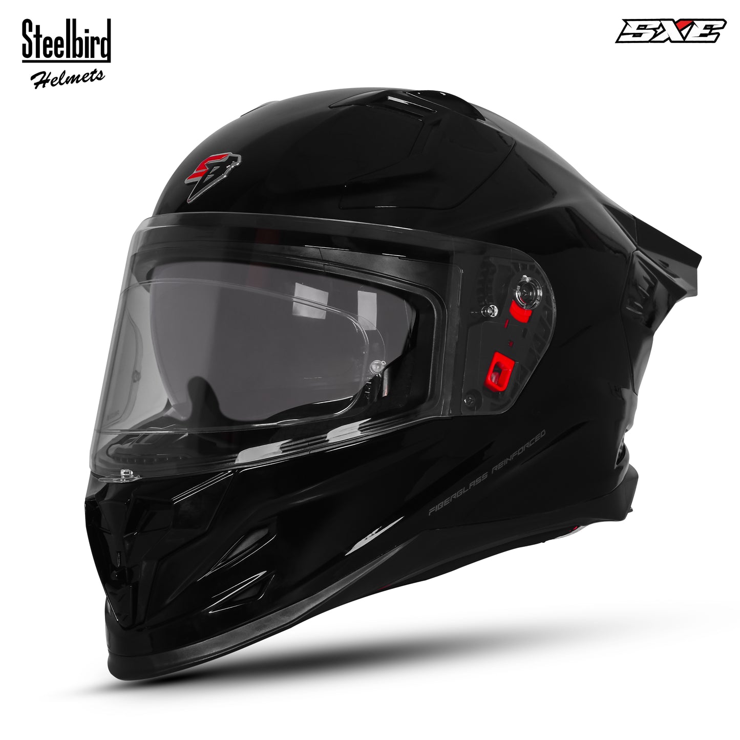 Steelbird SBH-61 SXE  Pinlock ISI and Dot Certified Full Face Helmet for Men with Inner Silver Sunshield . Clear With Anti Fog Shield.