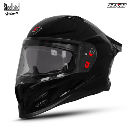 Steelbird SBH-61 SXE  Pinlock ISI and Dot Certified Full Face Helmet for Men with Inner Silver Sunshield . Clear With Anti Fog Shield.