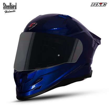 Steelbird SBH-61 SXE  Pinlock ISI and Dot Certified Full Face Helmet for Men with Inner Silver Sunshield . Clear With Smoke Visor.
