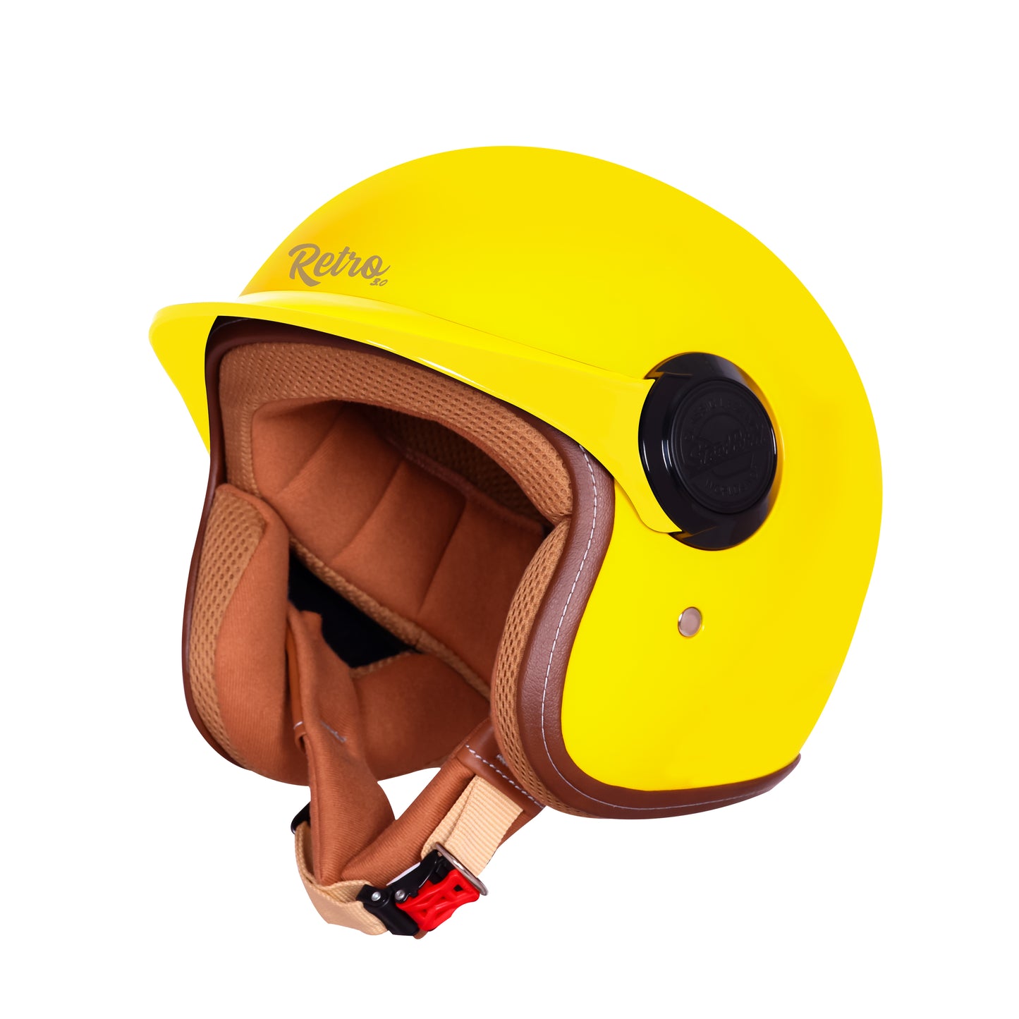 Steelbird SBH 65 Retro 3.0 DOT and ISI Certified Open Face Helmet for Men and Women . (Glossy Yellow)