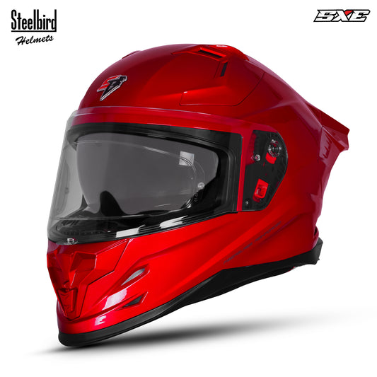 Steelbird SBH-61 SXE  Pinlock ISI and Dot Certified Full Face Helmet for Men with Inner Silver Sunshield . Clear With Anti Fog Shield.