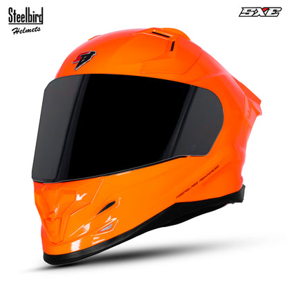 Steelbird SBH-61 SXE ISI and Dot Certified Full Face Helmet for Men with Inner Silver Sunshield . Clear With Smoke Visor.
