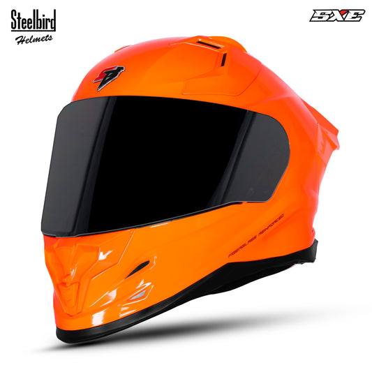 Steelbird SBH-61 SXE TPE Edition ISI and Dot Certified Full Face Helmet for Men with Inner Silver Sunshield . Clear With Smoke Visor.