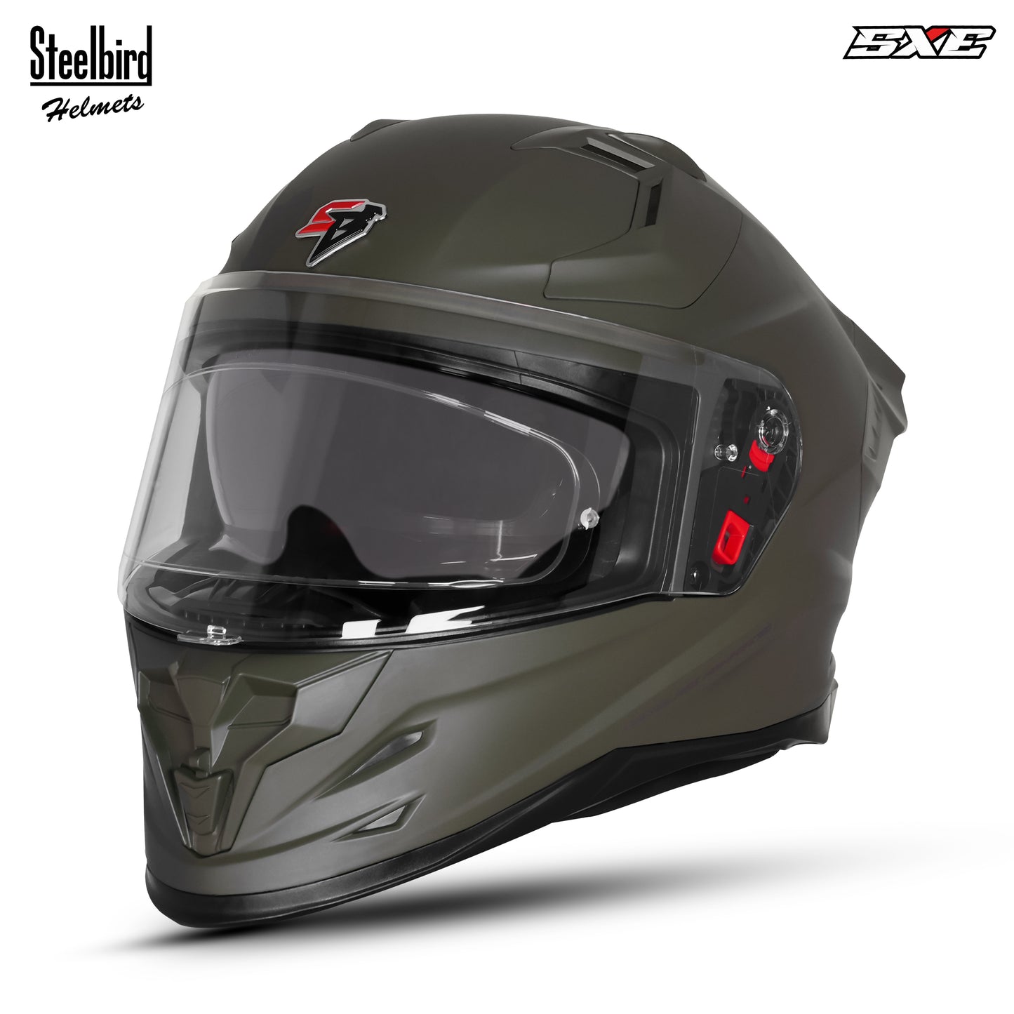 Steelbird SBH-61 SXE  Pinlock ISI and Dot Certified Full Face Helmet for Men with Inner Silver Sunshield . Clear With Anti Fog Shield.