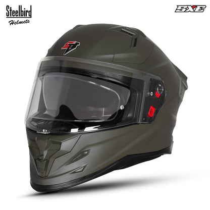 Steelbird SBH-61 SXE  Pinlock ISI and Dot Certified Full Face Helmet for Men with Inner Silver Sunshield . Clear With Anti Fog Shield.