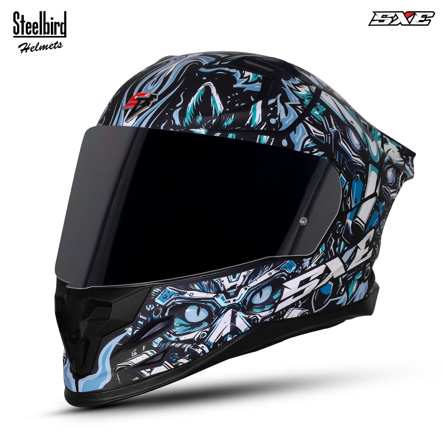 Steelbird SBH-61 SXE Pinlock X1 ISI and Dot Certified Full Face Helmet for Men with Inner Silver Sunshield . Anti Fog Visor.