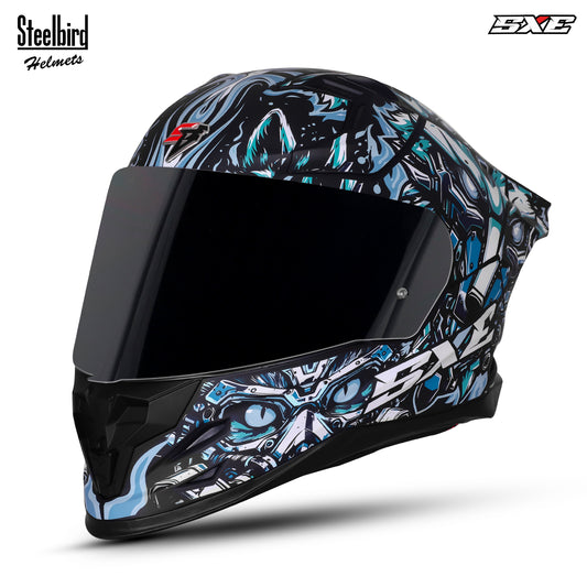 Steelbird SBH-61 SXE Pinlock X1 ISI and Dot Certified Full Face Helmet for Men with Inner Silver Sunshield . Anti Fog Visor.
