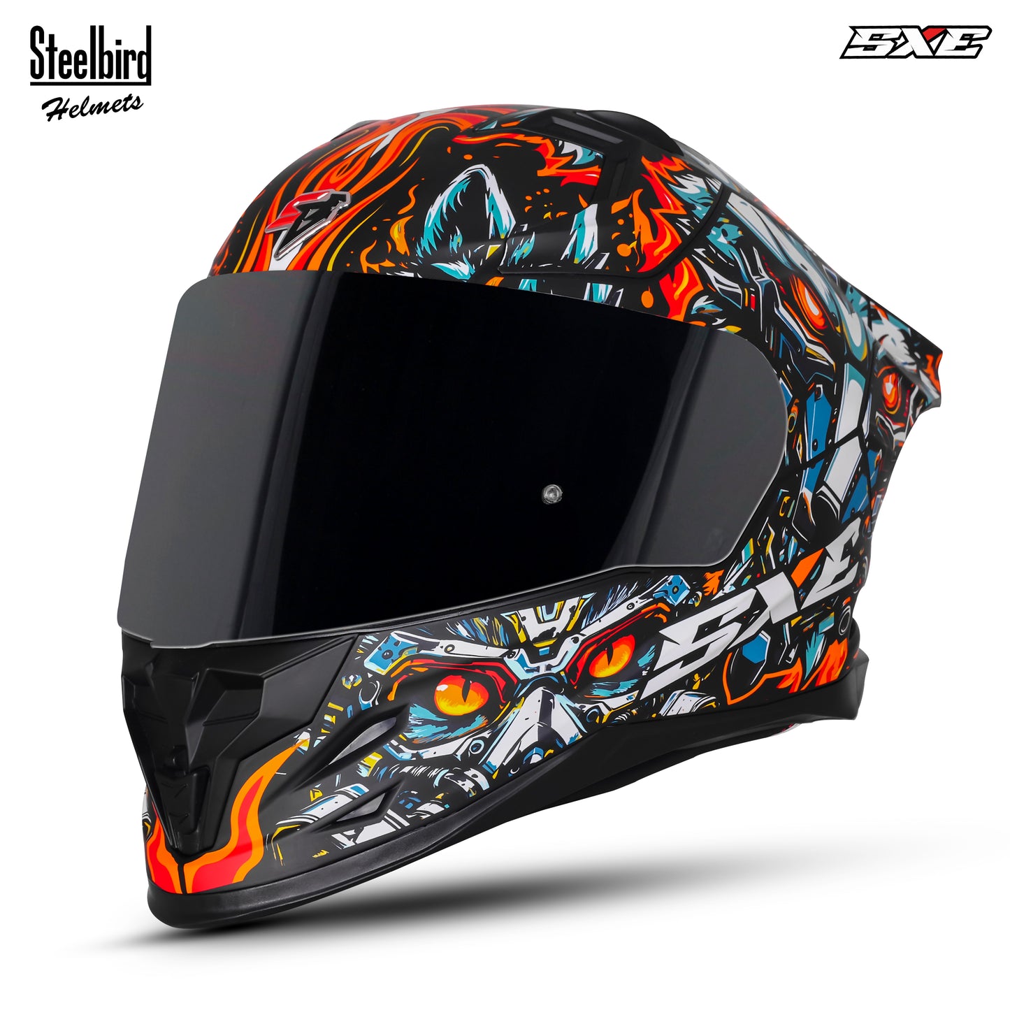 Steelbird SBH-61 SXE X1  Pinlock ISI and Dot Certified Full Face Helmet for Men with Inner Silver Sunshield .Anti Fog Visor.