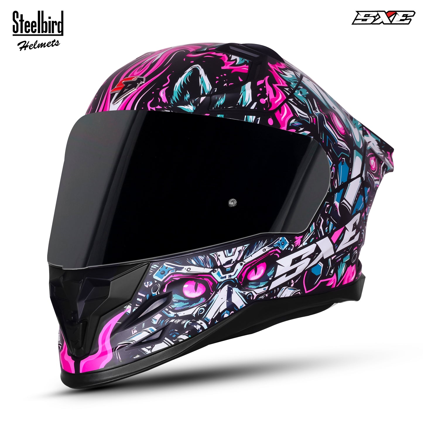 Steelbird SBH-61 SXE X1 Pinlock ISI and Dot Certified Full Face Helmet for Men with Inner Silver Sunshield .Anti Fog Visor.