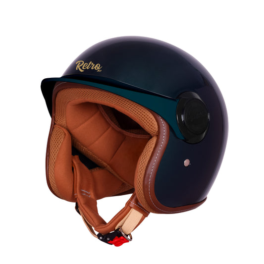 Steelbird SBH 65 Retro 3.0 DOT and ISI Certified Open Face Helmet for Men and Women . (Glossy Forest Green)