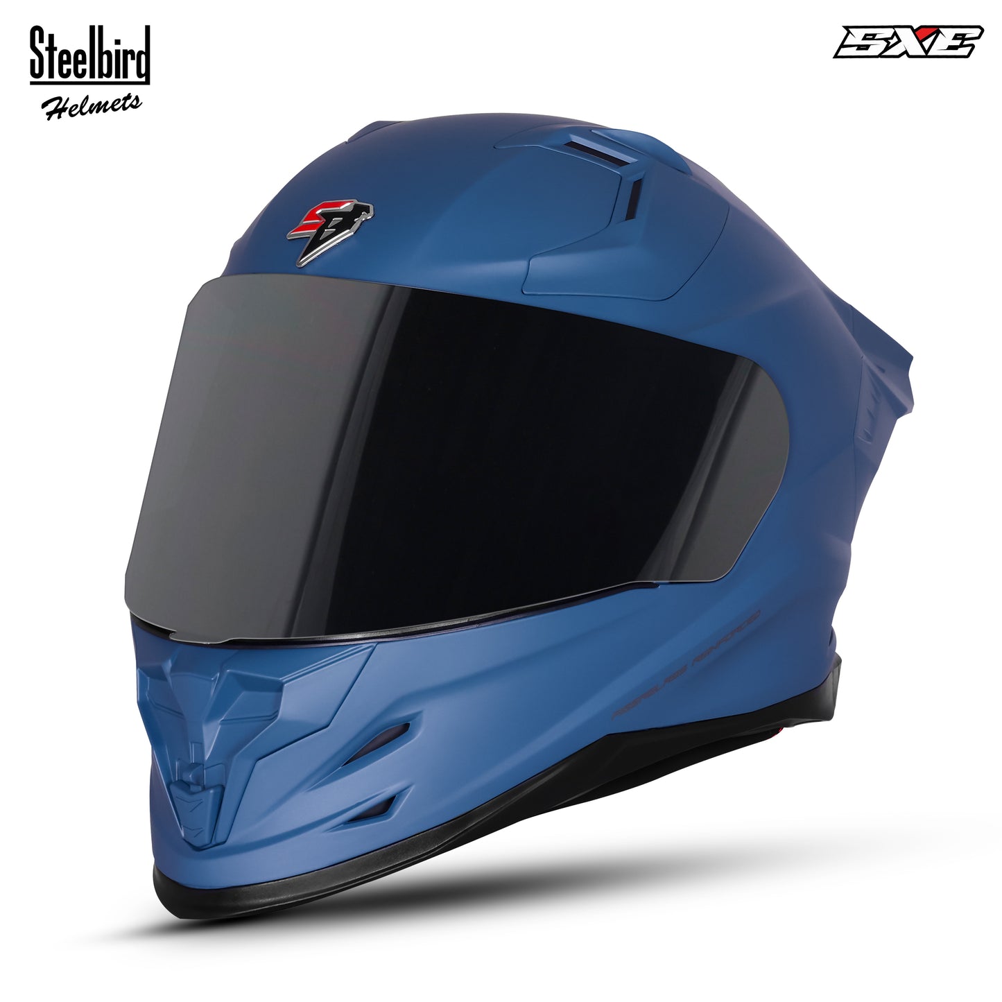 Steelbird SBH-61 SXE TPE Edition ISI and Dot Certified Full Face Helmet for Men with Inner Silver Sunshield . Clear With Smoke Visor.