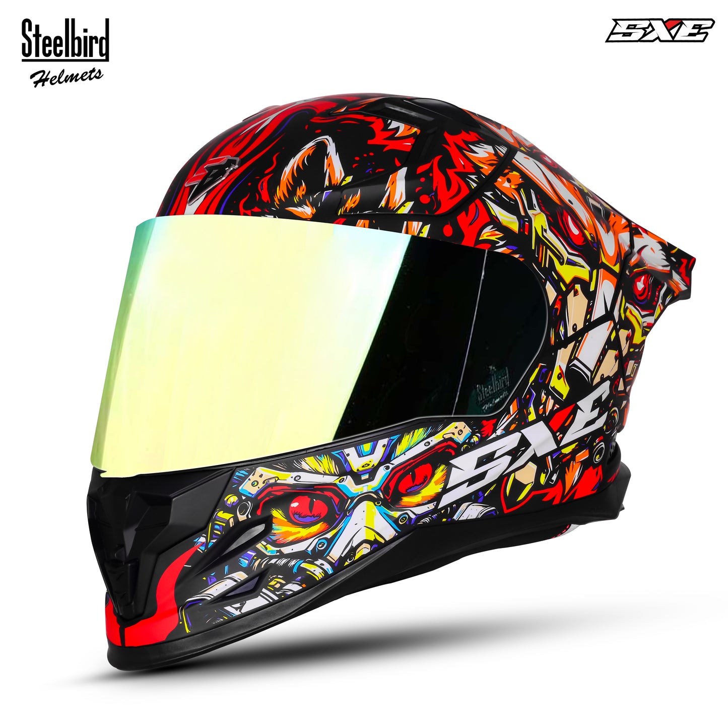 Steelbird SBH-61 SXE X1 ISI and Dot Certified Full Face Helmet for Men with Inner Silver Sunshield .