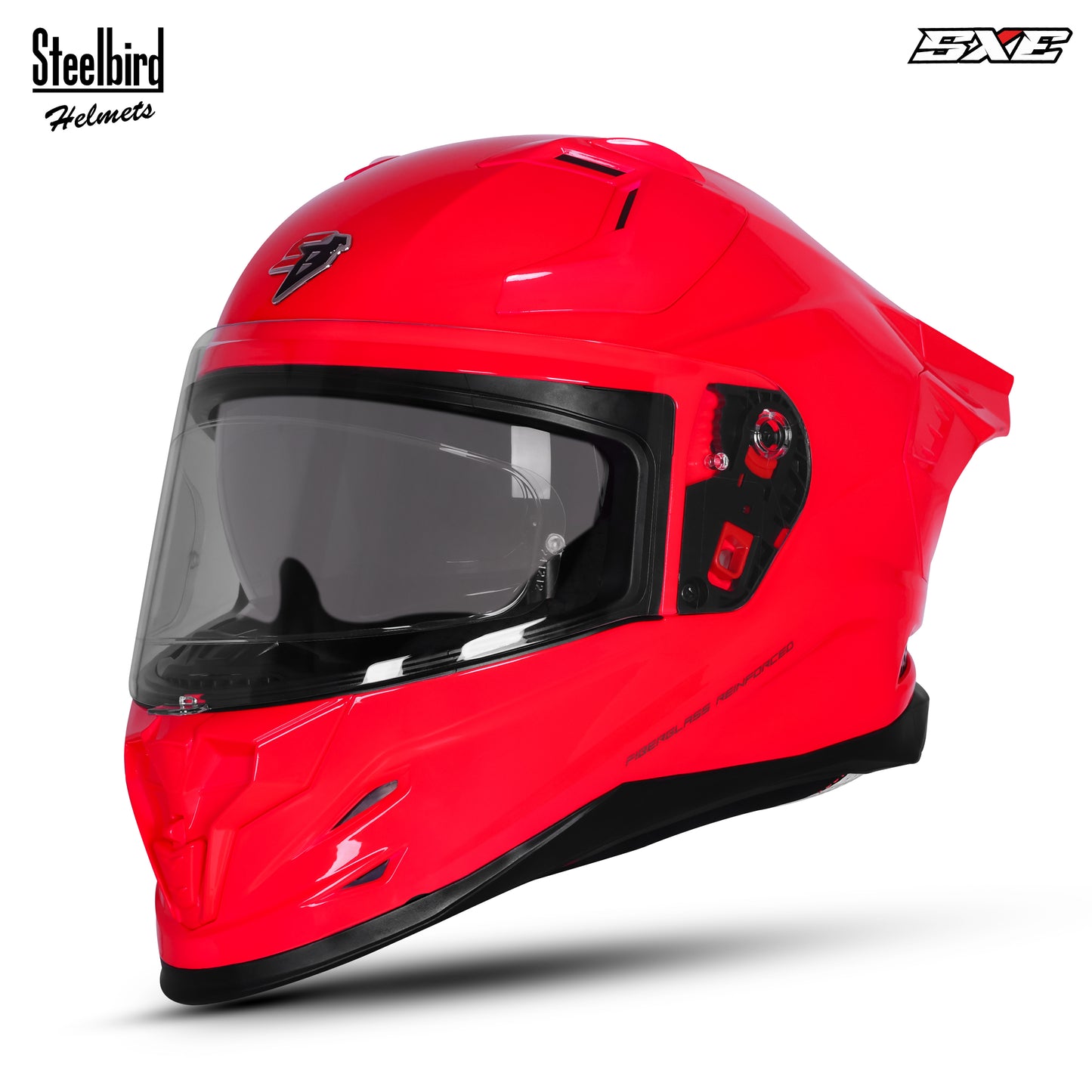 Steelbird SBH-61 SXE  Pinlock ISI and Dot Certified Full Face Helmet for Men with Inner Silver Sunshield . Clear With Anti Fog Shield.