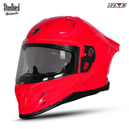 Steelbird SBH-61 SXE  Pinlock ISI and Dot Certified Full Face Helmet for Men with Inner Silver Sunshield . Clear With Anti Fog Shield.