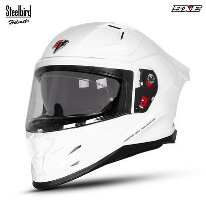 Steelbird SBH-61 SXE  Pinlock ISI and Dot Certified Full Face Helmet for Men with Inner Silver Sunshield . Clear With Anti Fog Shield.