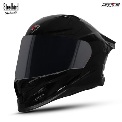 Steelbird SBH-61 SXE TPE Edition ISI and Dot Certified Full Face Helmet for Men with Inner Silver Sunshield . Clear With Smoke Visor.