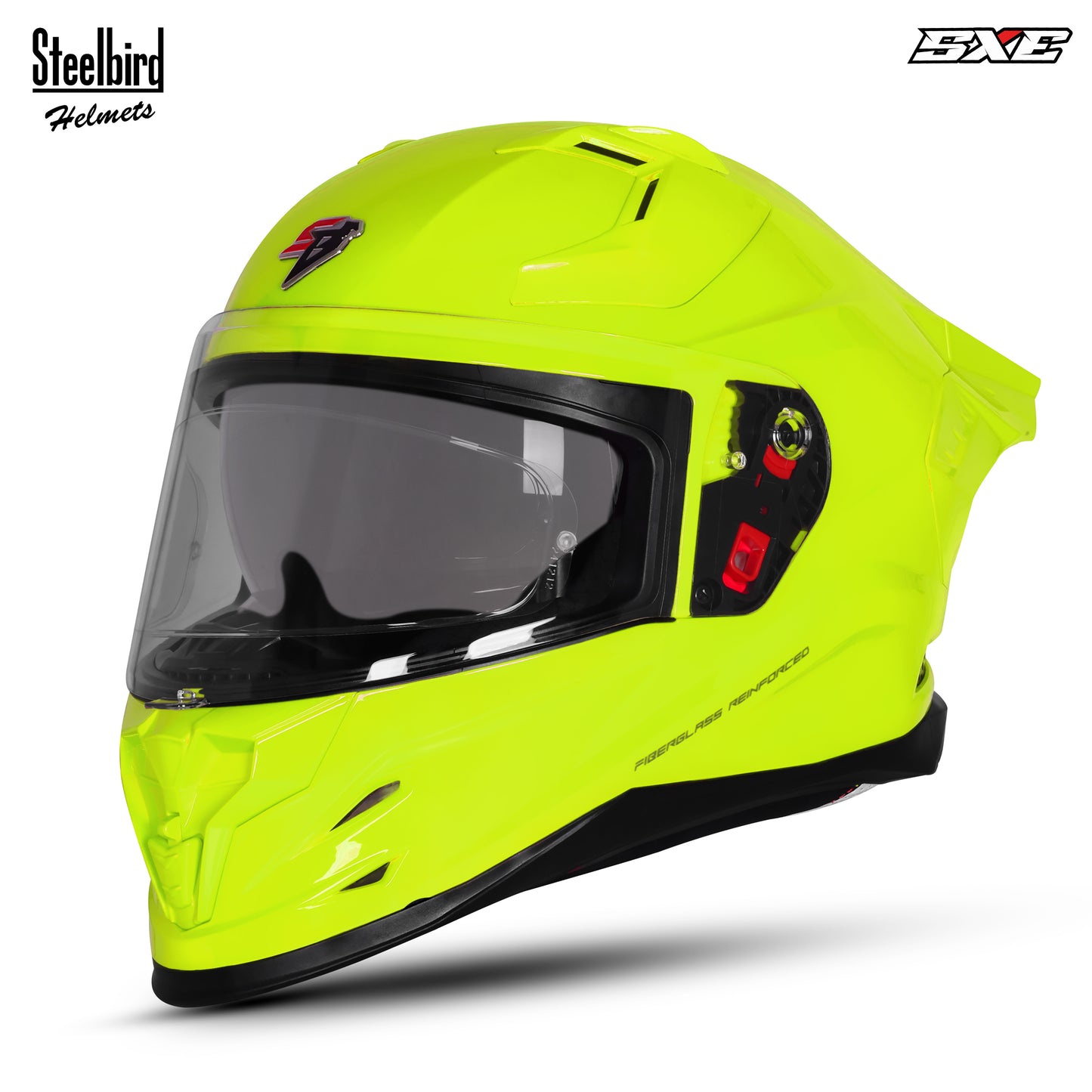 Steelbird SBH-61 SXE  Pinlock ISI and Dot Certified Full Face Helmet for Men with Inner Silver Sunshield . Clear With Anti Fog Shield.