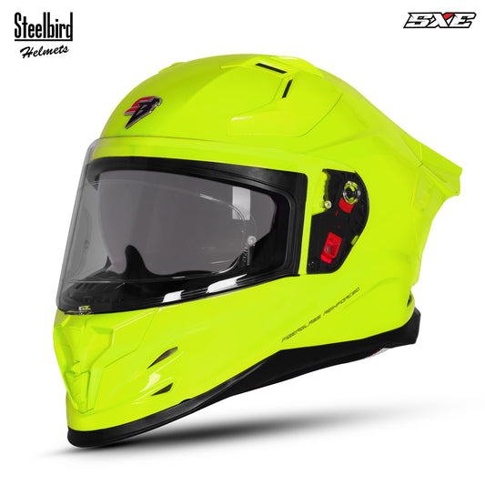 Steelbird SBH-61 SXE  Pinlock ISI and Dot Certified Full Face Helmet for Men with Inner Silver Sunshield . Clear With Anti Fog Shield.