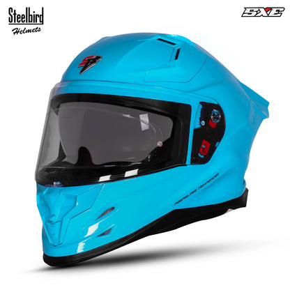 Steelbird SBH-61 SXE  Pinlock ISI and Dot Certified Full Face Helmet for Men with Inner Silver Sunshield . Clear With Anti Fog Shield.