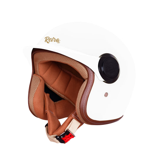 Steelbird SBH 65 Retro 3.0 DOT and ISI Certified Open Face Helmet for Men and Women . (Glossy White)