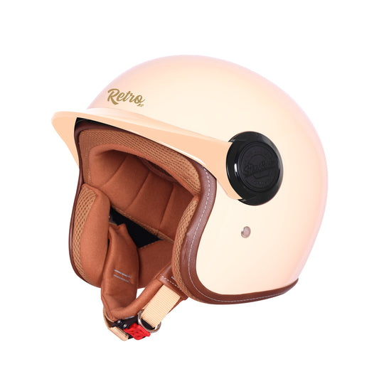 Steelbird SBH 65 Retro 3.0 DOT and ISI Certified Open Face Helmet for Men and Women . (Glossy Coral Peach)