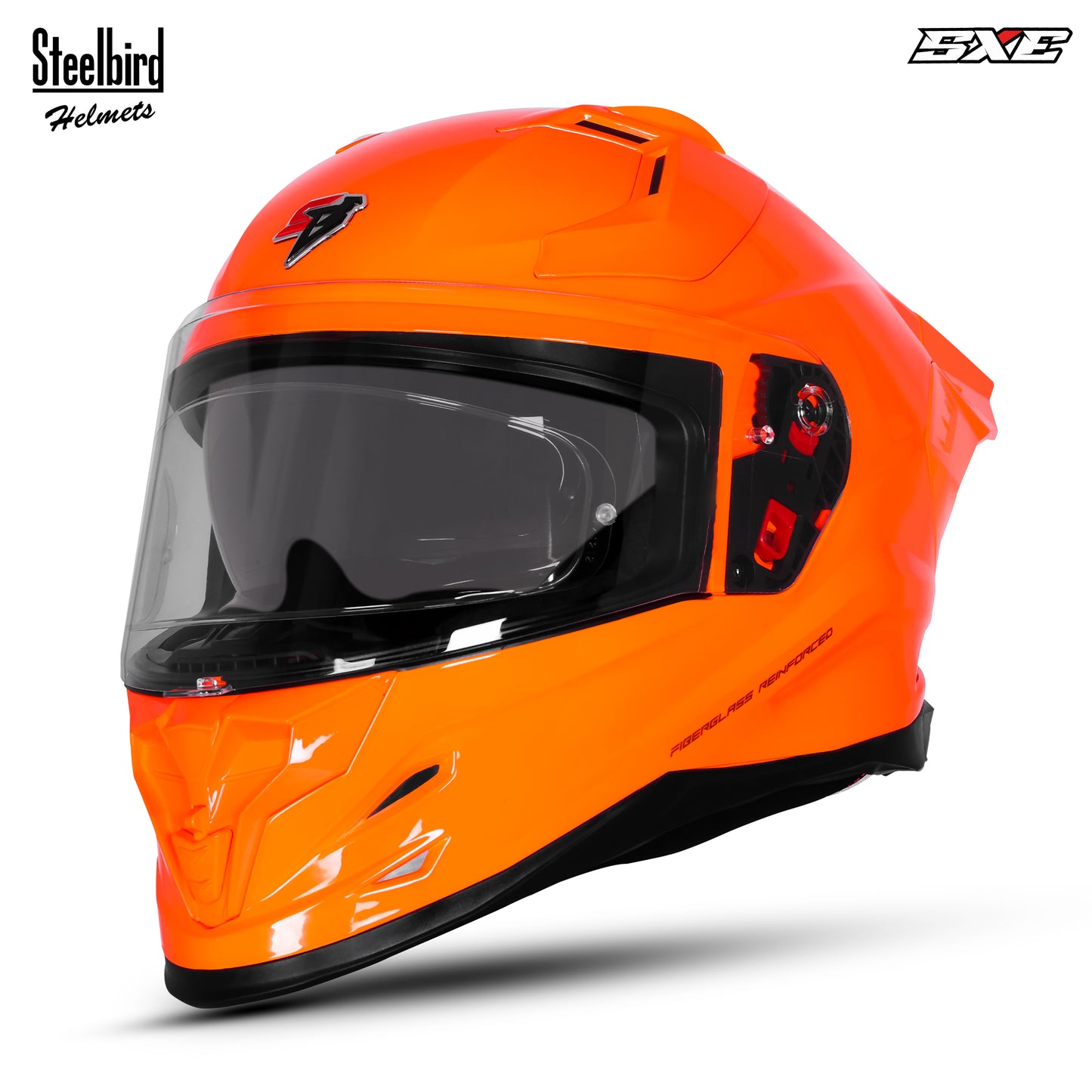 Steelbird SBH-61 SXE  Pinlock ISI and Dot Certified Full Face Helmet for Men with Inner Silver Sunshield . Clear With Anti Fog Shield.