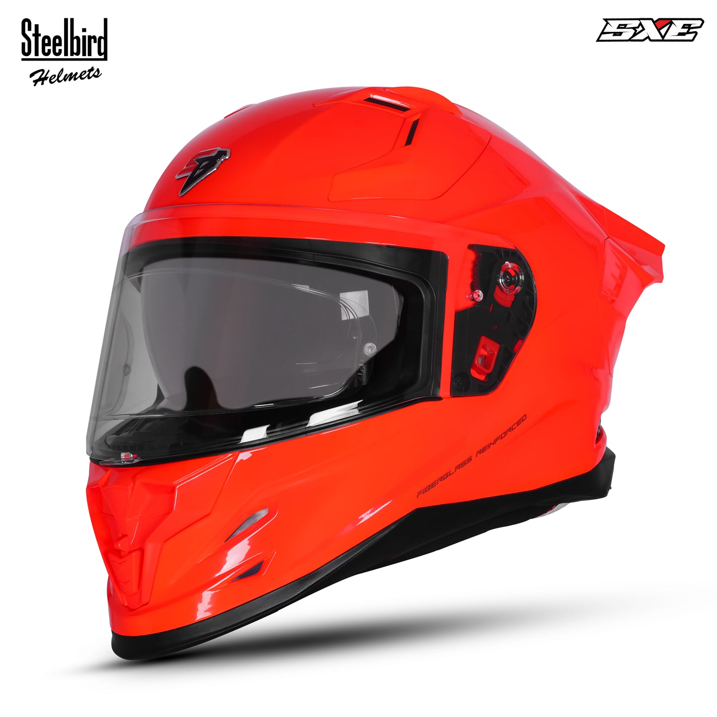 Steelbird SBH-61 SXE  Pinlock ISI and Dot Certified Full Face Helmet for Men with Inner Silver Sunshield . Clear With Anti Fog Shield.