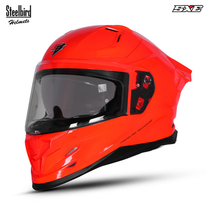 Steelbird SBH-61 SXE  Pinlock ISI and Dot Certified Full Face Helmet for Men with Inner Silver Sunshield . Clear With Anti Fog Shield.