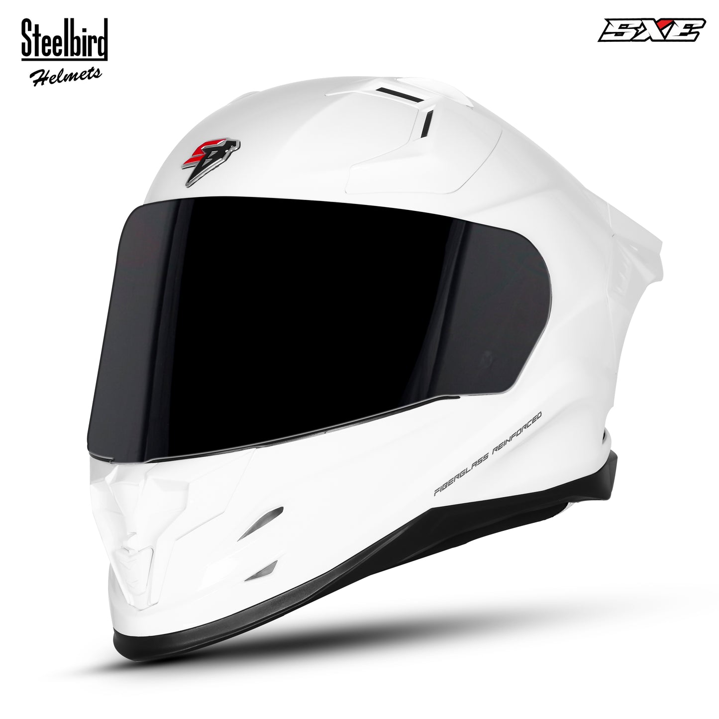 Steelbird SBH-61 SXE  ISI and Dot Certified Full Face Helmet for Men with Inner Silver Sunshield . Clear With Smoke Visor.