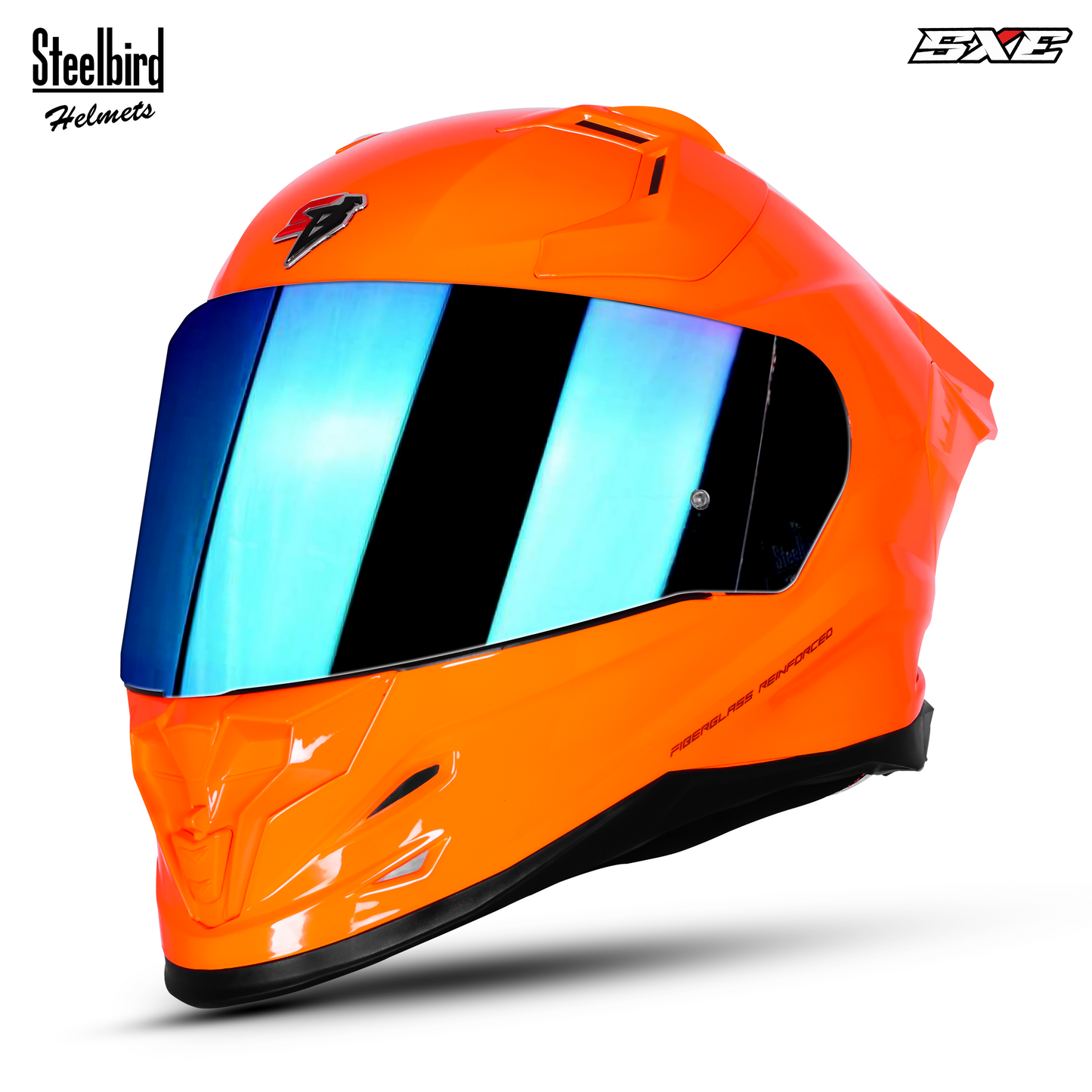 Steelbird SBH-61 SXE Pinlock ISI and Dot Certified Full Face Helmet for Men with Inner Silver Sunshield . Clear With Chrome Visor.