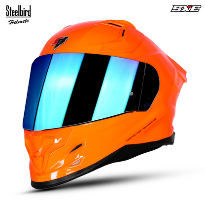 Steelbird SBH-61 SXE Pinlock ISI and Dot Certified Full Face Helmet for Men with Inner Silver Sunshield . Clear With Chrome Visor.