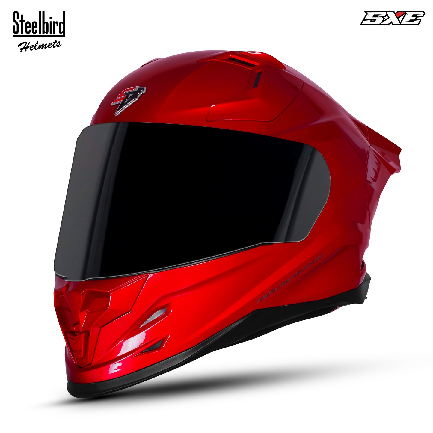 Steelbird SBH-61 SXE TPE Edition ISI and Dot Certified Full Face Helmet for Men with Inner Silver Sunshield . Clear With Smoke  Visor.