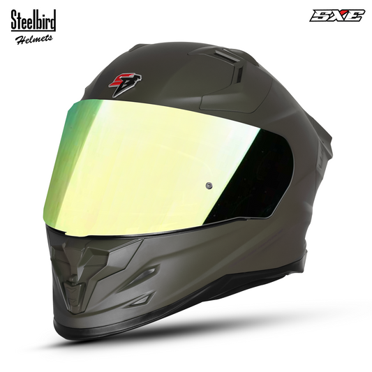 Steelbird SBH-61 SXE TPE Edition ISI and Dot Certified Full Face Helmet for Men with Inner Silver Sunshield . Clear With Chrome Visor.