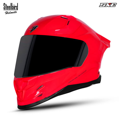 Steelbird SBH-61 SXE ISI and Dot Certified Full Face Helmet for Men with Inner Silver Sunshield . Clear With Chrome Visor.
