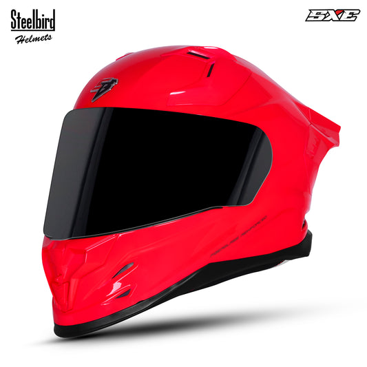 Steelbird SBH-61 SXE TPE Edition ISI and Dot Certified Full Face Helmet for Men with Inner Silver Sunshield . Clear With Chrome Visor.