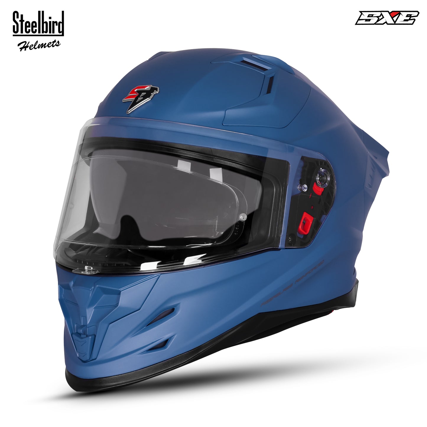 Steelbird SBH-61 SXE  Pinlock ISI and Dot Certified Full Face Helmet for Men with Inner Silver Sunshield . Clear With Anti Fog Shield.
