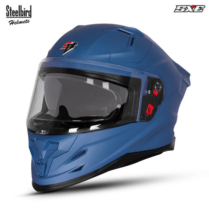Steelbird SBH-61 SXE  Pinlock ISI and Dot Certified Full Face Helmet for Men with Inner Silver Sunshield . Clear With Anti Fog Shield.