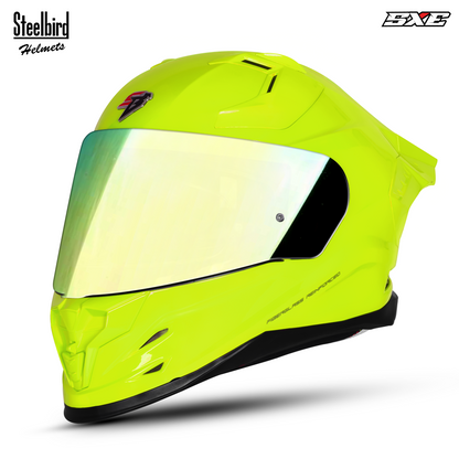 Steelbird SBH-61 SXE  Pinlock ISI and Dot Certified Full Face Helmet for Men with Inner Silver Sunshield . Clear With Chrome Visor.