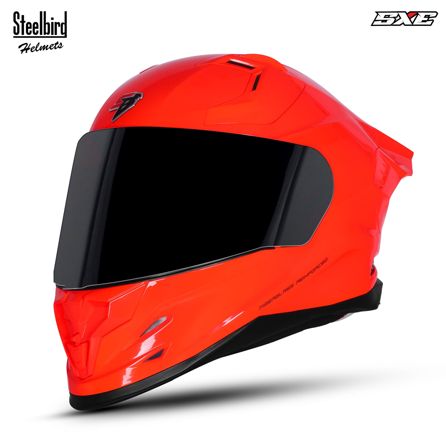 Steelbird SBH-61 SXE ISI and Dot Certified Full Face Helmet for Men with Inner Silver Sunshield . Clear With Smoke Visor.