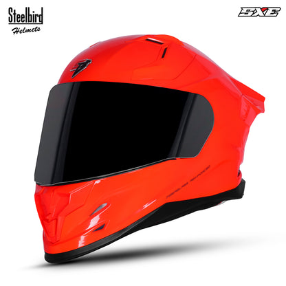 Steelbird SBH-61 SXE ISI and Dot Certified Full Face Helmet for Men with Inner Silver Sunshield . Clear With Smoke Visor.