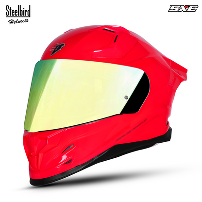 Steelbird SBH-61 SXE Pinlock ISI and Dot Certified Full Face Helmet for Men with Inner Silver Sunshield . Clear With Chrome Visor.