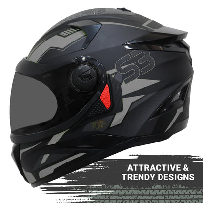 Steelbird SBH-17 Terminator ISI Certified Matt Finish Full Face Graphic Helmet.