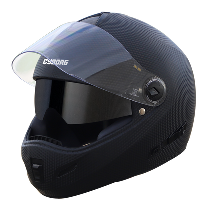 Steelbird Rox Cyborg ISI Certified Full Face Helmet for Men and Women with Inner Smoke Sun Shield and Outer Clear Visor