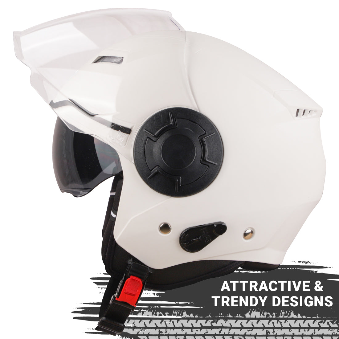 Steelbird GT Dashing ISI Certified Open Face Helmet for Men and Women with Inner Sun Shield ( Dual Visor Mechanism )