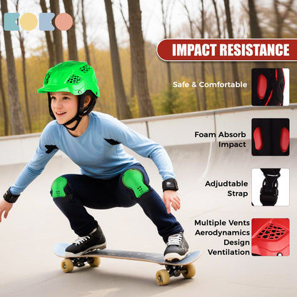 Koko Dragon Kids Skating & Cycling Helmet | Protective Gear for Boys & Girls (Green).