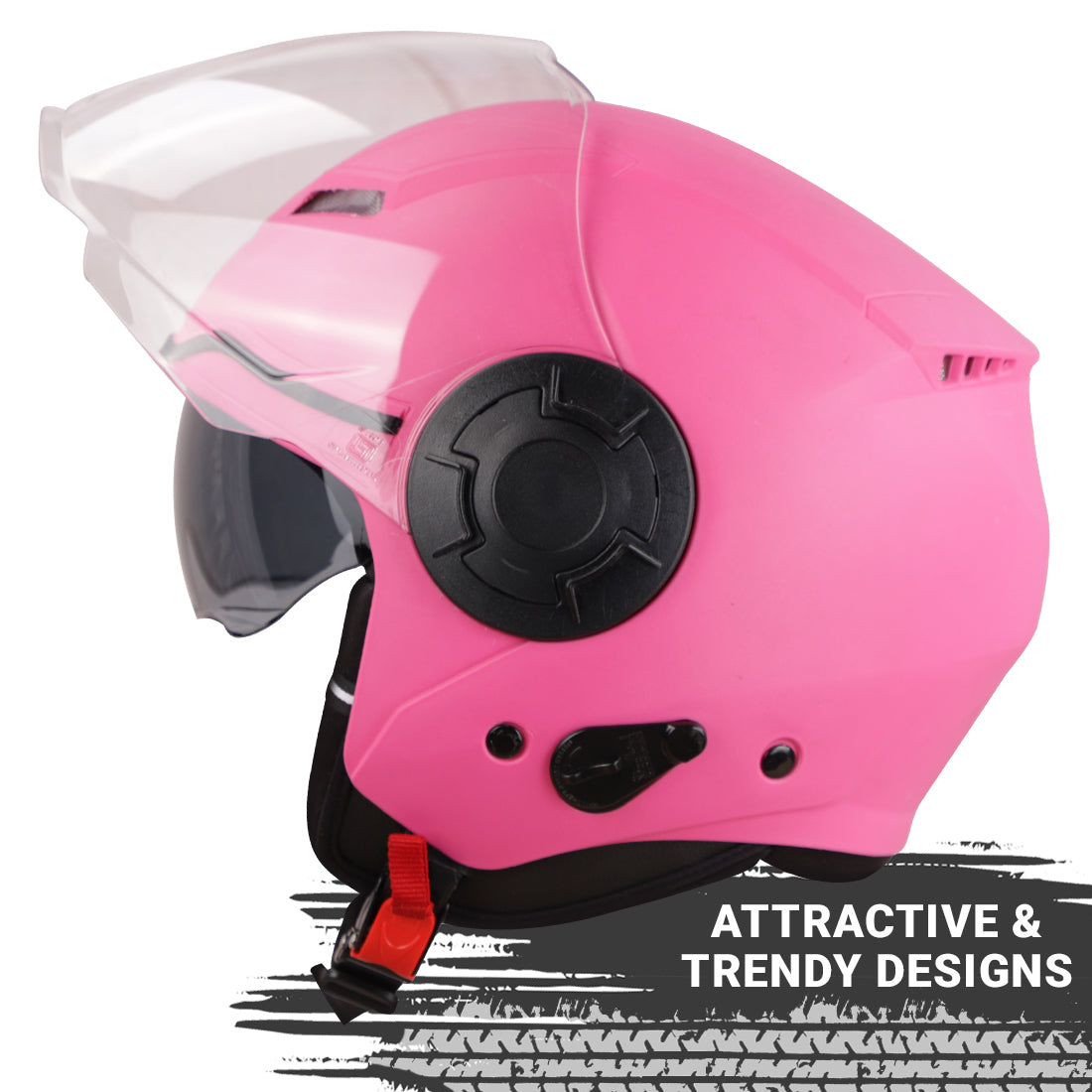 Steelbird GT Dashing ISI Certified Open Face Helmet for Men and Women with Inner Sun Shield ( Dual Visor Mechanism )
